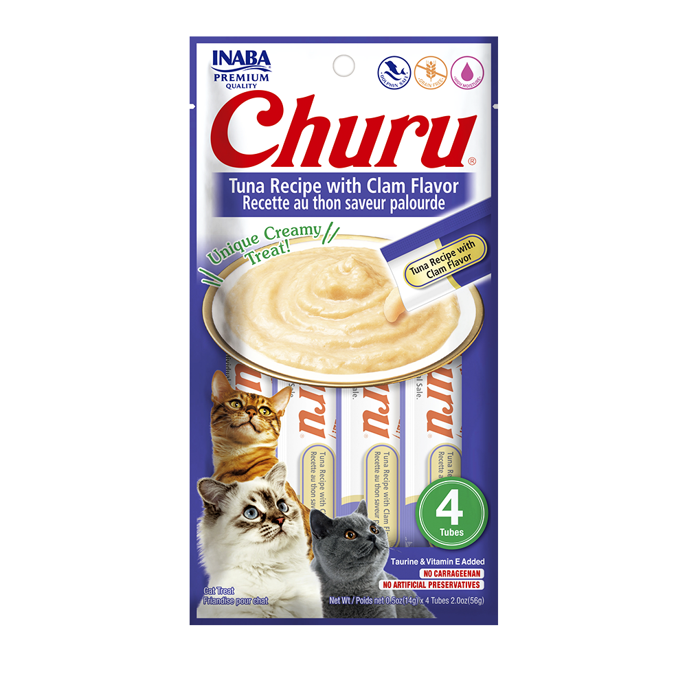 Churu Premio Cremoso Natural para Gato Todas las Etapas de Vida Receta Atún y Almeja 4 pzs