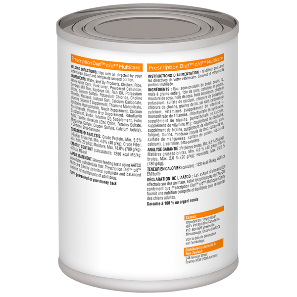 Alimento Hill's Prescription Diet c/d Cuidado Urinario Pollo Para Perro Lata 354g