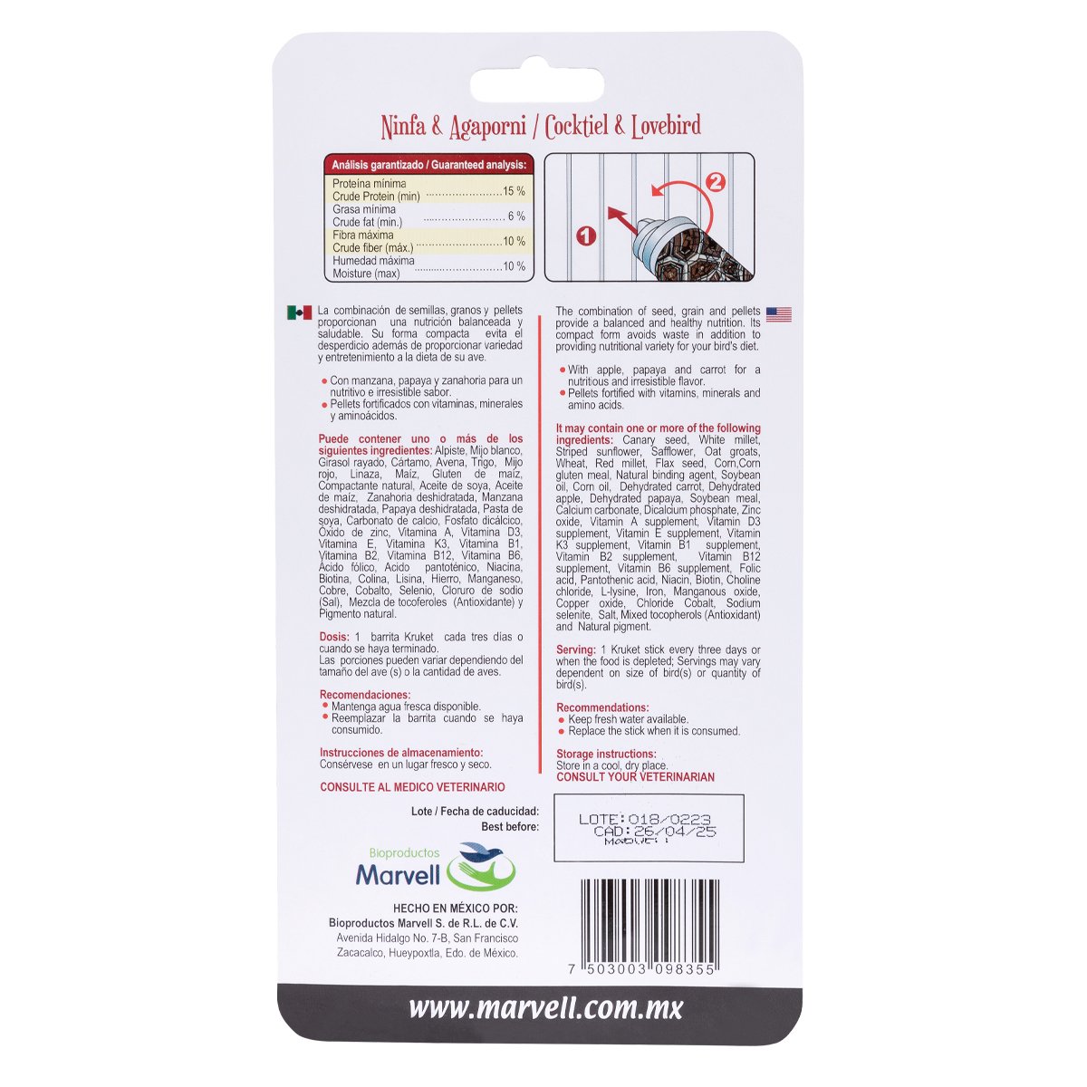 Krukets Premios para Ninfa y Agaporni 90 g