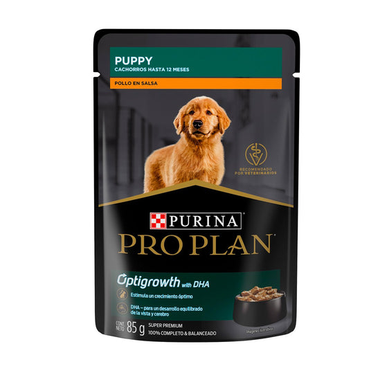 Pro Plan Puppy Optigrowth Alimento Húmedo para Cachorro Receta Pollo en Salsa 85 g