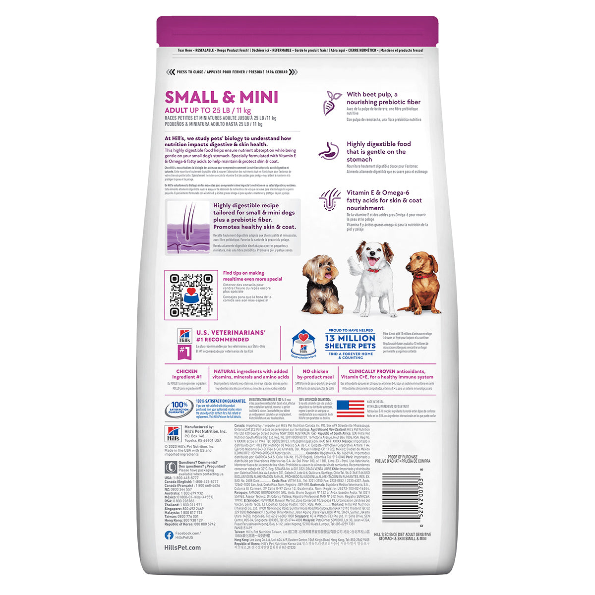 Hill's Science Diet Small & Mini Alimento Piel y Estómago Sensibles Perro Raza Mini 6.8 kg (UNICAMENTE BAJO PEDIDO)