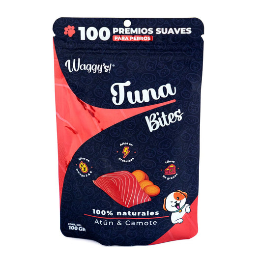 Waggy's Bites Premios Suaves Receta Atún y Camote para Perro 100 g