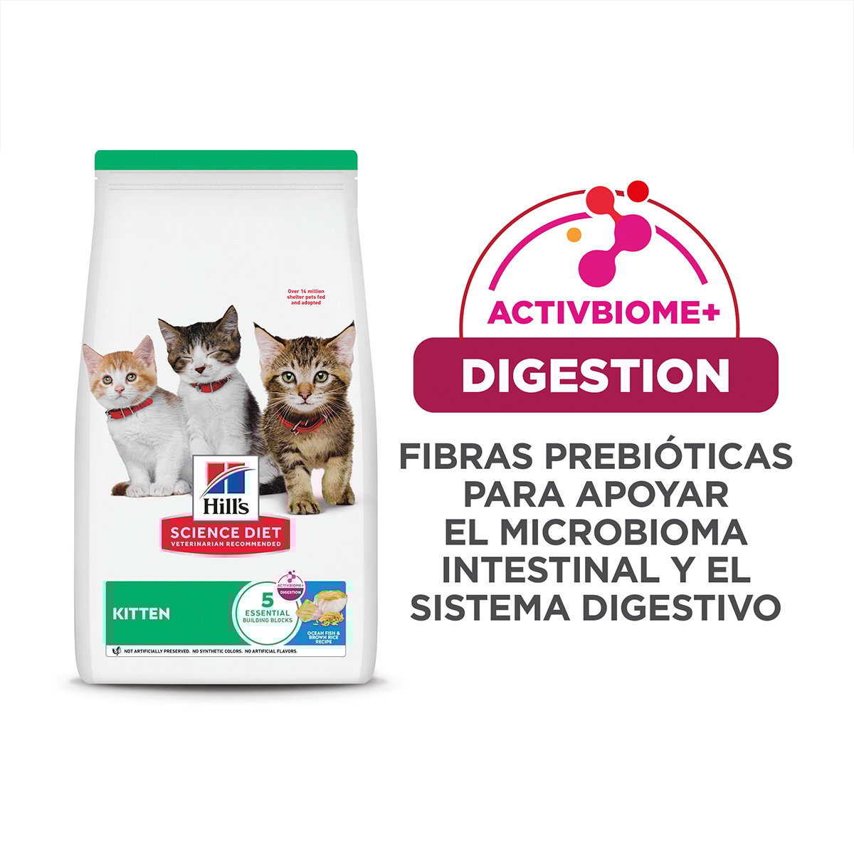 Hill's Science Diet Kitten Alimento Seco para Gatito Receta Pescado y Arroz Integral 1.59 kg