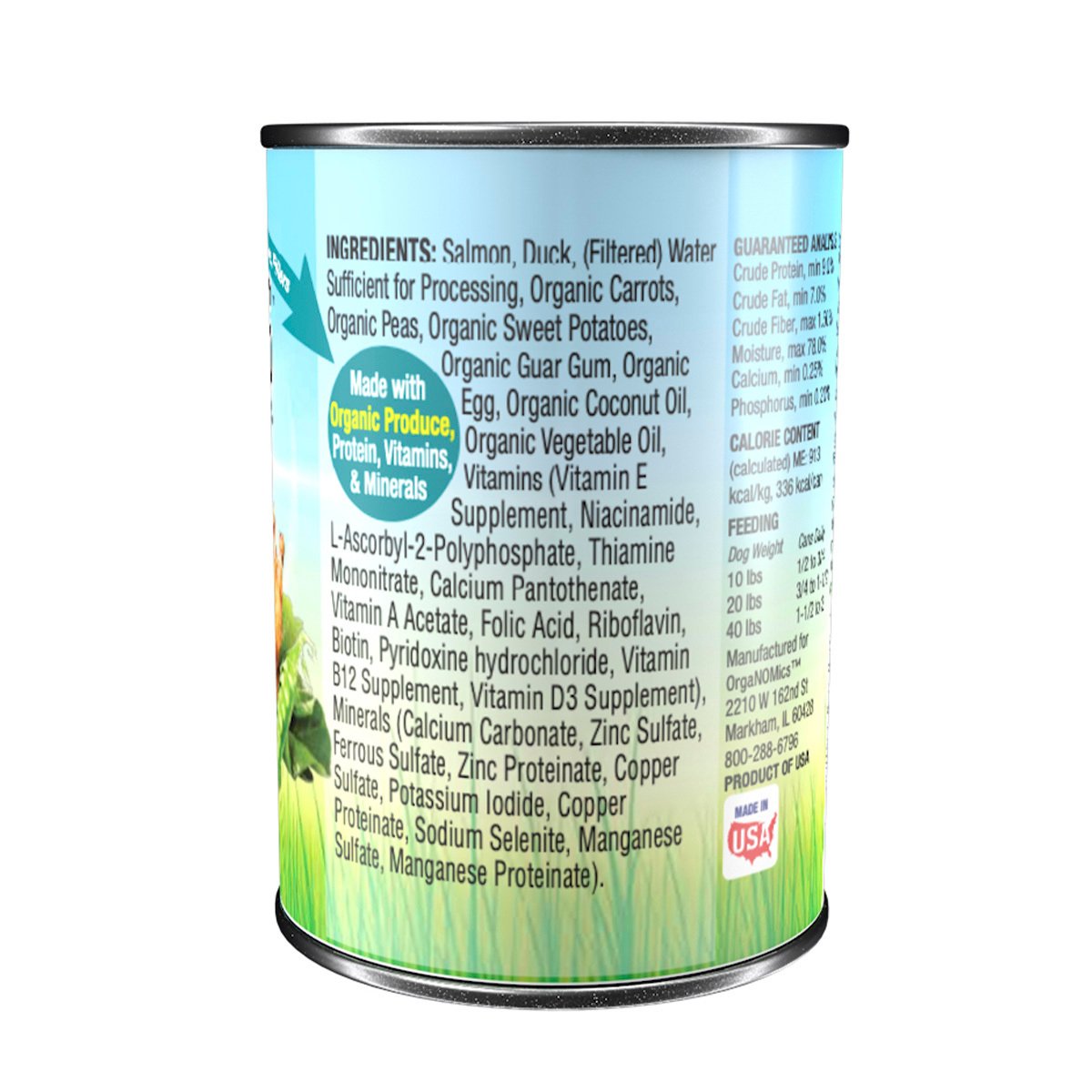 Alimento Organomics Salmón y Pato Para Perro Lata 354g