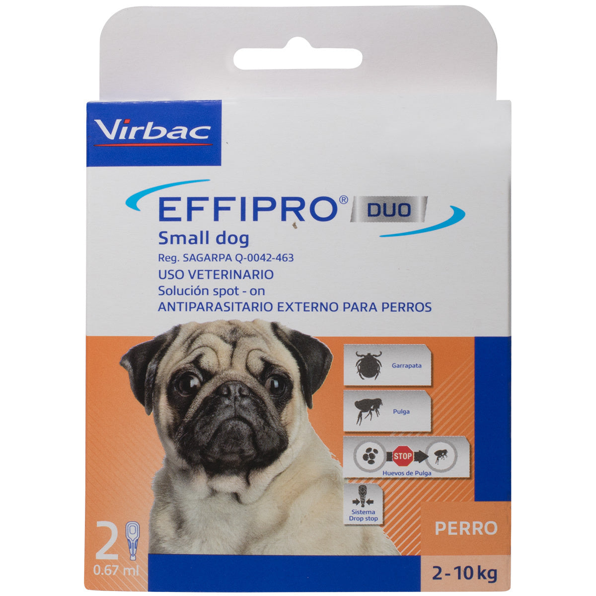 Virbac Effipro Duo Pipeta Desparasitante Externa para Perro Chico, 2-10 kg