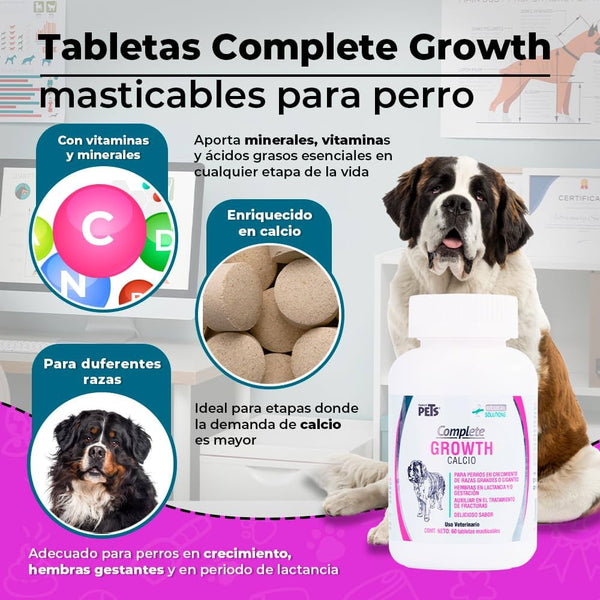 Complete Growth Calcio Para Perros Frasco 60 Tabletas