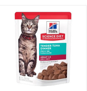 Hill's Science Diet Alimento Húmedo Gato Adulto Receta Atún Trocitos en Salsa, 79 g