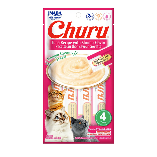 Churu Premio Cremoso Natural para Gato Todas las Etapas de Vida Receta Atún y Camarón 4pzs