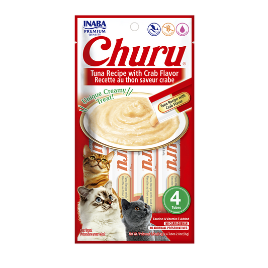 Churu Premio Cremoso Natural para Gato Todas las Etapas de Vida Receta Atún y Cangrejo 4 pzs