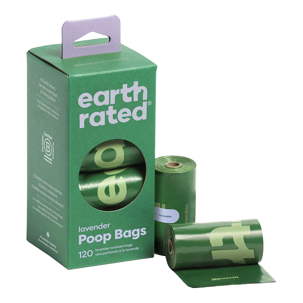 Bolsas Biodegradables Earth Rated Lavanda 8 rollos/120 piezas