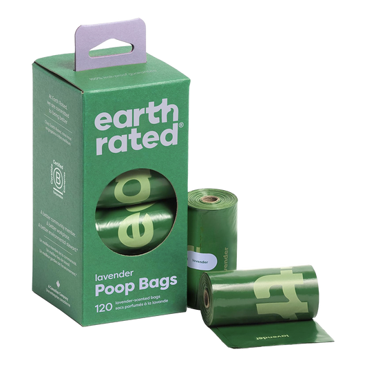 Bolsas Biodegradables Earth Rated Lavanda 8 rollos/120 piezas
