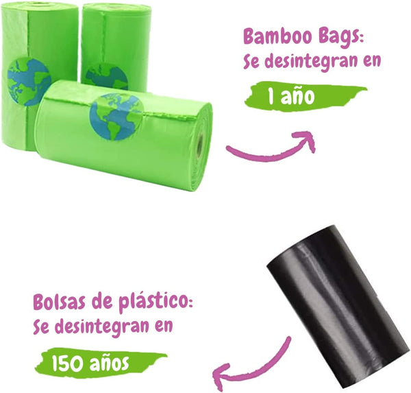 Bolsas Biodegradables De Bamboo Para Heces 21 Rollos