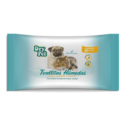 Toallitas Limpiadoras Dry Pet Para Mascotas 40pzas