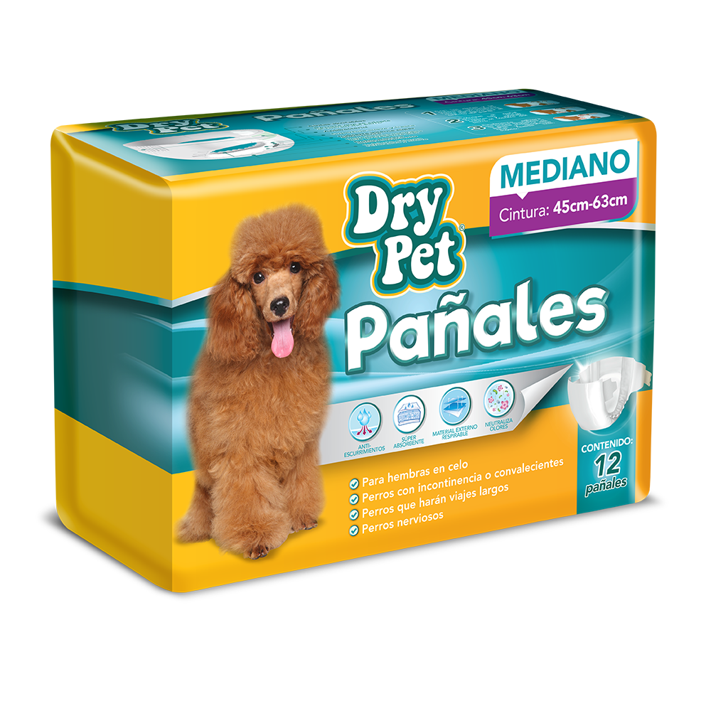 Pañales Dry Pet Para Perro MED 12pzas
