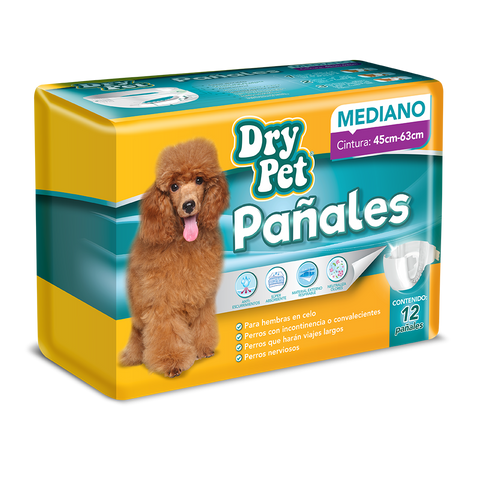 Pañales Dry Pet Para Perro MED 12pzas
